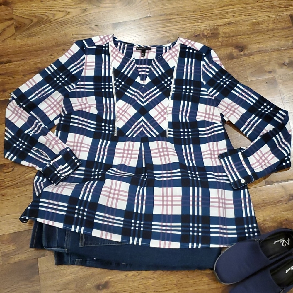 Womens Lane Bryant plaid loose fit top size 14/16